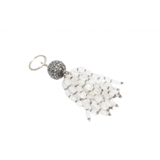 Key Chain 925 Solid Sterling Silver For Charms Key Holder Crystal Stone D38